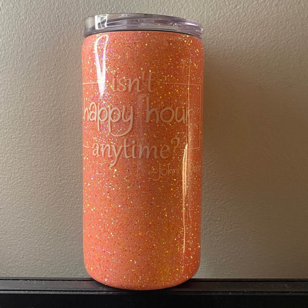 Glittery Orange Party Tumbler - Picture 2 of 3